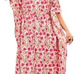 Jaipur Export Quality, Maxi Kaftan for Women,Pure Cotton Nighty, Loungewear Kaftan | Hand Block Printed Women Nighty | Free Size Multicolour-image-17
