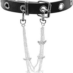 Ubervia FABOBJECTS® Women's Belt Cool Punk Rock Style Belt Faux Leather Waist Belt for Women Dress Mini Skirt Pants Jeans Belt Buckle Belt with Chain-Black |-image-21