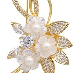 Stainless Steel Golden Petal Brooch for Women & Girls | Fashion Jewelry | Gold-image-6