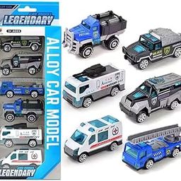 Galaxy Hi-Tech Police Alloy Vehicle Model Metal Cars 6 Pcs Vehicles, Car Play Set for Toddlers,Boys Die-Cast Car Set, Birthday Decorations Gift Movie Vehicle Racing for Kids-12