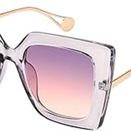 Sunglasses Womens Trendy, Oversized Square Shades, Pearl Inlay Cat Eye Frame UV400 Protection E1051-image-2