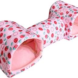 SECRET DESIRE Hamster Tunnel Bed Cage Accessories Cave for Dwarf Rabbits Gerbil Rat Hamster Pink Strawberry-picture-18