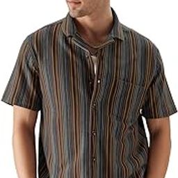 Stripes: Men and Boys Long Sleeve Collared Neck Button Down Cotton Textured Shirts for Men-image-63