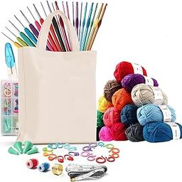 BLISSO 73 Pieces Crochet Set with Yarn & Hook Kit for Beginners and Adults – DIY Crocheting Kit and Knitting Kit Complete Starter Combo for 1000’s of Crochet Projects-image-80