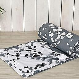 Trance Home Linen® Pure Malmal Cotton Multipurpose Baby Dohar | 3-Layered Baby Swaddle | Soft -Lightweight Baby Blanket | Crib Blanket (Age : 0-2 Year - 140cm x 100 cm - Grey White Abstract Leaves)-30