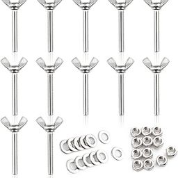 LEONTOOL 12 Pcs Butterfly Thumb Screws with Wing Knob M6x40mm Thumb Screws 304 Stainless Steel Screws Nuts and Washers Butterfly Bolts and Nuts-image-25