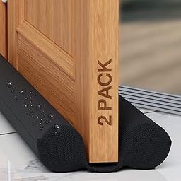 Home Intuition 36 inch Twin Door Draft Stopper for Bottom of Doors Weather Stripping, Black, 2 Pack-picture-14