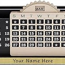 Crownlit Personalised Desk Calendar with Name Plate, Lifetime Calendar Organiser, Black and Beige-picture-28