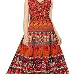 Cotton Rajasthani Traditional Women's Maxi Long Dress Jaipuri Printed (Free Size Upto 44-XXL) Multicolour-picture-20