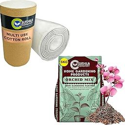 Absorbent Cotton Wool Roll 500gm used for makeup remover face cleansing multipurpose use and Sushila Agrofert's Orchid Mix- 5Kg Useful for Orchid Plants-27