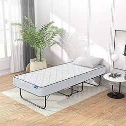Comforto Folding Bed with 6-Inch Pocket Spring Mattress, 75x36 Inches Single Size, Lockable Wheels, Heavy Duty Metal Frame | Comfortable and Compact Roll Away Bed (with 6 Inch Pocket Spring Mattress)-24
