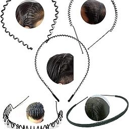 Flexible Metal Wavy,Spring Zig Zag and Chain Hair Band Hair Hoop Hairband Daily Use for Unisex Men Women Pack 5-image-10