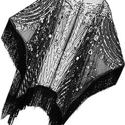 ™ 1920S Retro Sequin Beaded Shawl Long Fringed Evening Cape for Banquet Party Black Argent | Scarves & Wraps | Womens Accessories-picture-23