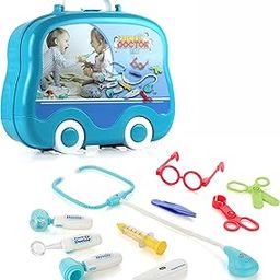 Chanak Premium Doctor Suitcase for Kids With LED Light Instruments - Pretend Play Set for Kids Above 3 Years - 10 Piece Kit for Boys & Girls - BIS Approved (Blue)-32