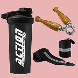 FIT FOCUS Ultimate Gym Pack: Gym Protein Shaker Bottle, Wrist Wrap & Wooden Grip Strengthener-image-92