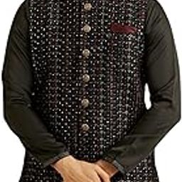 Men's Velvet Sequined Nehru Jacket (1pc)-image-1