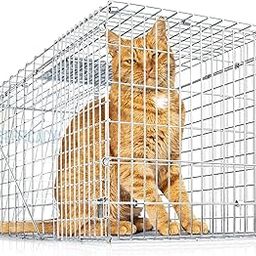Efficacy Live Animal Two-Door Cat Trap | Cat cage for Feral Cats | Cat Trap Jungli Billi ka Pinjra | Kitten Cage for Home, Kitchen and Outdoor Silver Color Size 31" x 11.5" x 12"-image-52