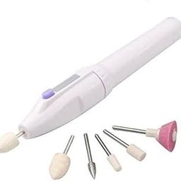Vidhi Sales 5 In 1 Art Tip Electric Nails Decorator Salon Sharper Grinder Drill Machine Polish Manicure Pedicure Grooming Tool Kit (White Color)-image-50