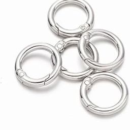 Urban Premium Ring, Metal Gate Open O Ring, Openable Round Carabiner for Leather Bag Handbag Belt Strap, Keychain (Silver Spring Ring-30mm-6Pcs)-image-11