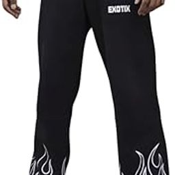 EXOTIX Men's Black Sweatpants with White Flame Design, Casual Athletic Trousers | Unique Fire Design-picture-41