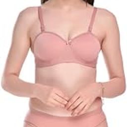 Women Cotton Padded Non-Wired Half Cup Padded T-Shirts Bra and Panty-picture-30