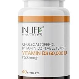 Inlife Vitamin D3 60000 IU Chewable Tablets | Cholecalciferol Supplement | 40 Tablets-98