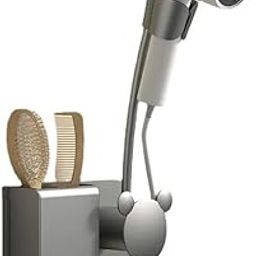 HASTHIP® Wall-Mounted Non-Perforated Hair Dryer Stand Storage Rack-Grey-image-29