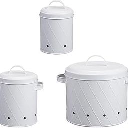 3Pcs Farmhouse Kitchen Canisters Set Pots Tins for Camping Picnic Countertop White-image-14
