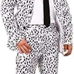 Men's Dalmatian Print Suit Fancy Dress Costume with Black Tie - Size Small - XX-Large-image-69