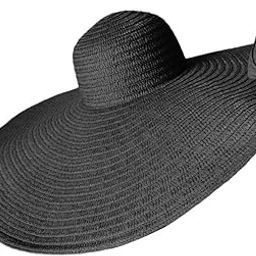 merishopp Women Large Foldable Wide Brim Sun Beach Straw Hat Beach Cap Travel Black|Clothing Shoes & Accessories|Womens Accessories|Hats-picture-25