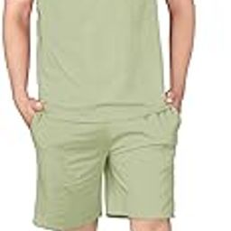 Cotton Blend Solid Casual Round Neck Half Sleeve Oversized Co-ord Set Men's, Pyjama Set, Sleepwear Loungewear T-Shirt and Shorts Combo for Men, Night Wear for Men, Night Suit for Men's-image-38