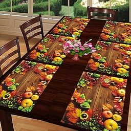Place mats Set of 06, PVC Heat-Resistant Placemats Stain Resistant Anti-Skid Washable Table Mats Woven Vinyl Placemats Dining Table - Print-102-image-3