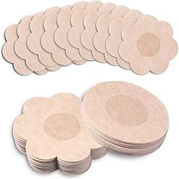 20 Pcs Nipple Covers for Women Disposable Nipple Breast Covers Breast Pasties Comfortable & Sexy Adhesive Satin Petals and Round Pasties(10 Pairs)…-image-86