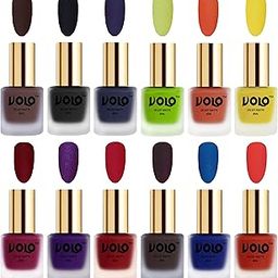 Volo Velvet Dull Matte Bold Colors Nail Polish Combo in Wholesale Rate(Chocolate Brown, Black, Russian Navy Blue, Parrot Green, Orange, Yellow, Carrot Red,Coral 96 ml) Pack of 12-image-69