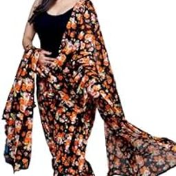 KHEEAA Fashion's Womens Cotton Multi Flower Black 06 Printed Patiala Salwar with Matching Dupatta (Free Size)-picture-9