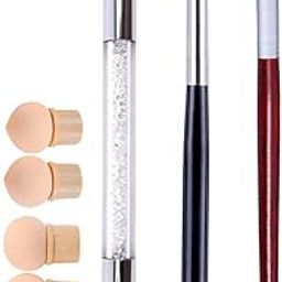 NAILWIND 3 Pcs Ombre Nail Art Brush Set Wooden Gel Builder Brush Double Head Nail Gradient Shading Pen With 4 Replaceable Sponge Heads Manicure Tools-image-20