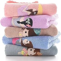 Microfiber Face Towel Handkerchief Rumal 500GSM Extra Soft and Super Absorbent Printed Face Towels for girls Women's, Kids and Newborn Babies Set of 5 Multicolor-16