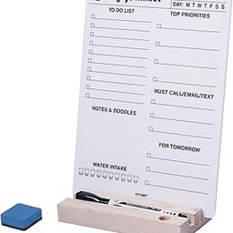 KITOME to Do List Planner, Acrylic Daily Planner Dry Erase Board for Desk (24X18 Cm), Double Sided Daily Planner Organizer with Detachable Wooden Base, 1 Marker & Duster.-image-40