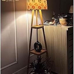 LAMPFINIX Floor Lamp with –Tripod Design, Soft Ambient Light & Storage for Home Decor-Modern Wooden Floor Lamp with, Storage & Fabric Shade for Living Room & Bedroom (Nature & White)-2
