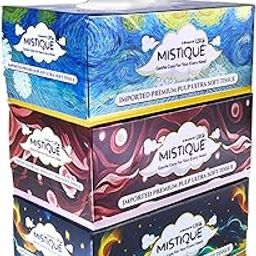 MISTIQUE 2 Ply Facial Tissue Paper | Car Tissue | Soft and Highly Absorbent | Pack of 3 (200 Pulls Per Box, 400 Sheets) | Sheet Size (20 * 20 cm)-5