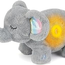 AVS Sleeping Breathing Elephant with Music and Light Soft Toy for Girls Huggable Heart Beat Plush Toys for Kids & Babies Cuddly Animal Stuff Huggable Gifts for Toddlers 30 cm (Grey)-image-48