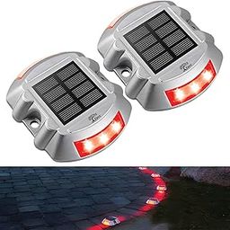 Epyz Solar Road Stud Light Outdoor Waterproof 6 LED Deck Lights for Driveway, Dock, Markers, Step, Staircase Ground, Sidewalk, Yard [ Aluminium Alloy] [ Pack of 2, Red Flashing ]-image-90