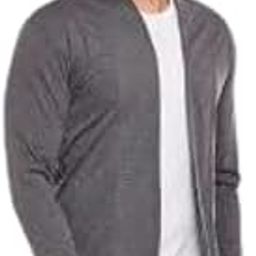 Men's Black Open Front Shawl Collar Cardigan, 100% Cotton (IN, Alpha, M, dark grey)-picture-11