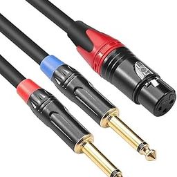 XLR Female to Dual 1/4 inch Y Splitter Cable,Female XLR to Double 6.35mm Mono TS Plug Mic Audio Converter Adapter Cord - 6.6 feet-32