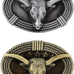 3D Cow Head Retro Belt Buckle Metal Western Cowboy Jewelry Horse Silver-image-25