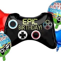 Atpata Funky Gamer Epic Birthday GAME ON! Foil Balloons (Set of 5) Video Game Theme Level Up Birthday Party - Gaming Console Shape Foil Balloon-image-37