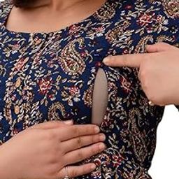 Women's Cotton Floral Printed Anarkali Maternity Feeding Kurti | Breastfeeding Dress for Mothers | Zipper Feeding Kurti, Nursing Kurti, Comfortable and Trendy Maternity Wear-image-71