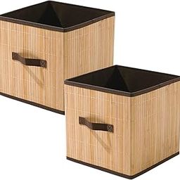 HomeStorie Natural Bamboo Eco-Friendly Foldable Cube Storage Basket (Beige) Pack Of 2 - Ar1540(Bamboo)-16