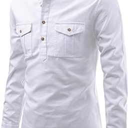 Men Pure Cotton Slim Fit Roll-Up Full Sleeve Double Pocket Short Kurta with Stylish Design | Super Soft Comfortable Beige Color Kurta for Casual Outings-picture-17