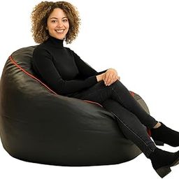 Couchette® Bean Bag Chair Cover XXXL, Frio Model in Black Faux Leather, Cool Round Design for Adults & Teens refillable Cover (Without Beans)-image-27